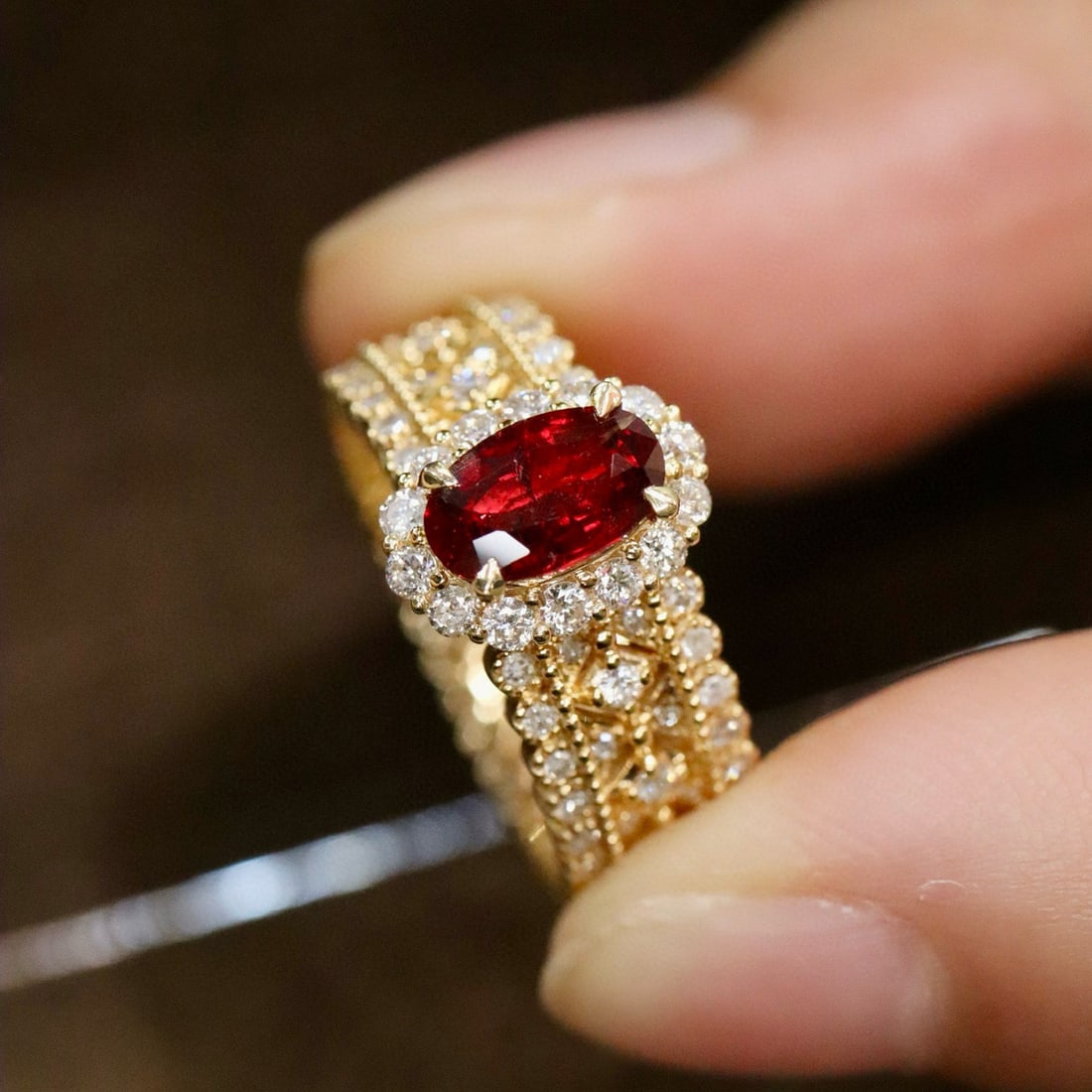 14k Gold 1.51 Ctw Vivid Red Natural Ruby & Diamond Ring - 3