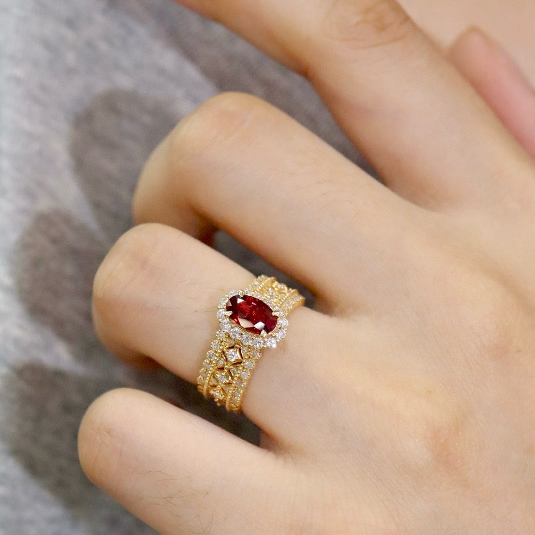 14k Gold 1.51 Ctw Vivid Red Natural Ruby & Diamond Ring - 6