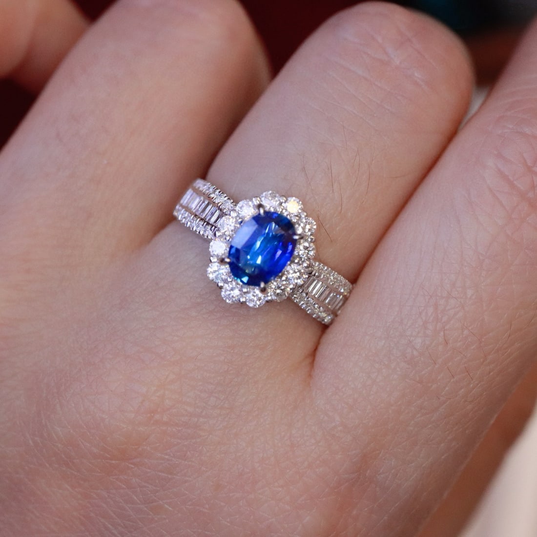 14k Gold 1.73 Ctw Natural Sapphire & Diamond Ring - 3