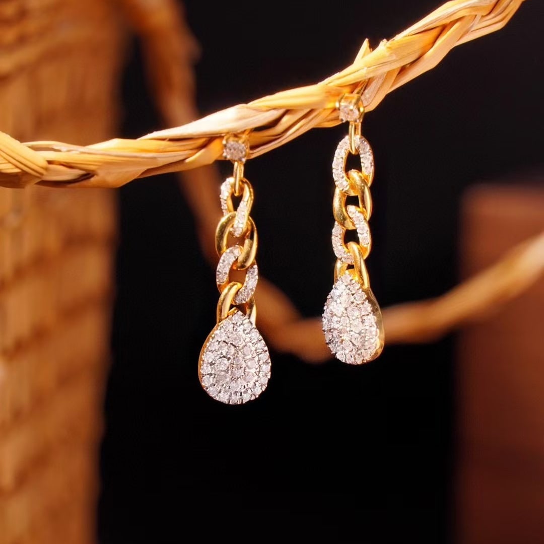 14k Gold 0.76 Ct Natural H Diamond Earrings - 2