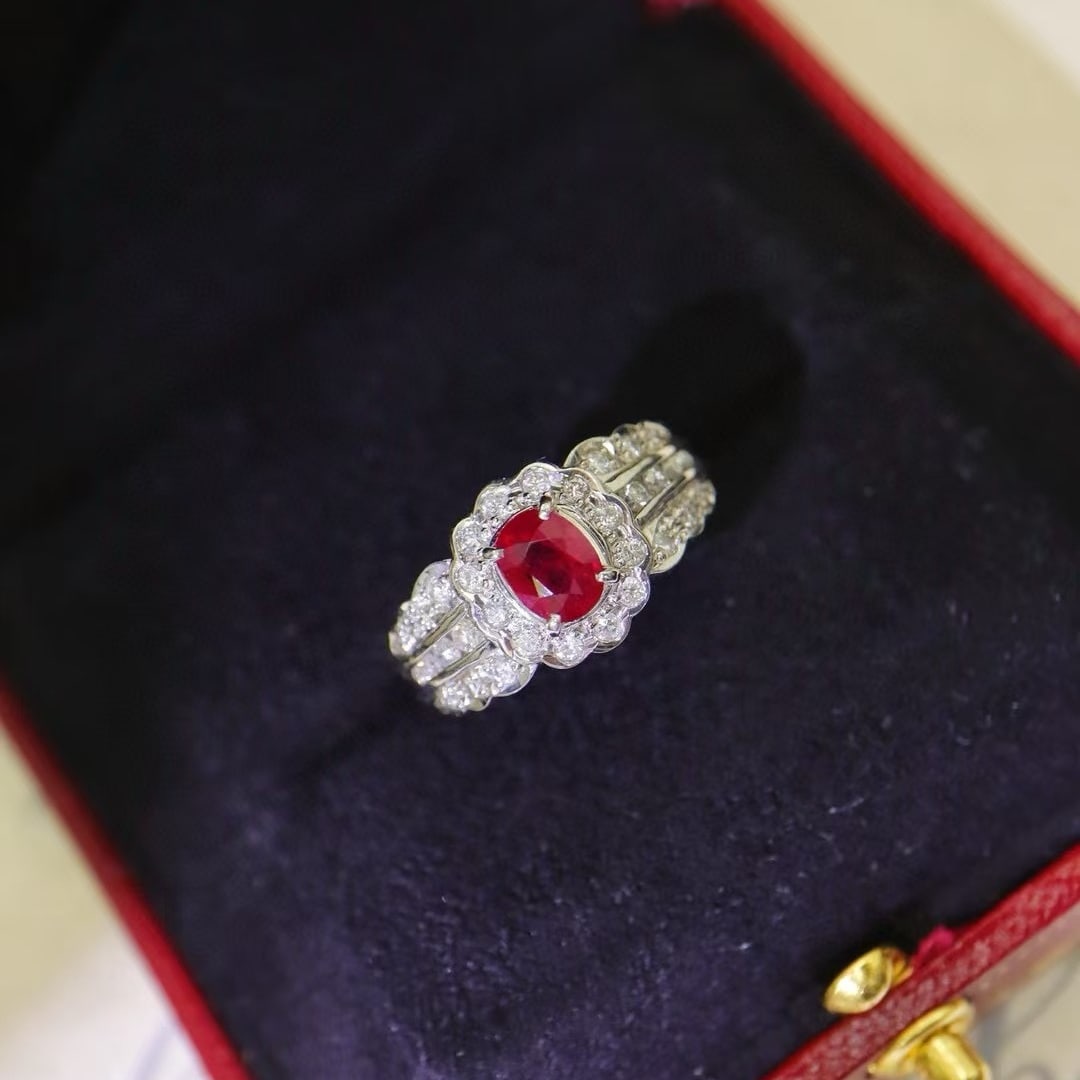 14k Gold 1.36 Ctw Natural Ruby & Diamond Ring - 4