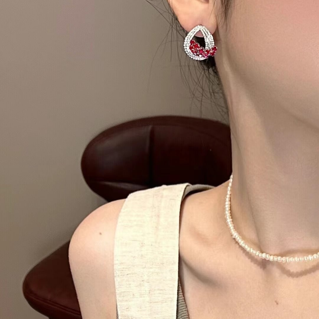 14k Gold 2.17 Ctw Natural Ruby & Diamond Earrings - 3