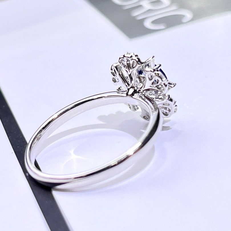 14k Gold 0.84 Ctw Natural Sapphire & Diamond Ring - 5