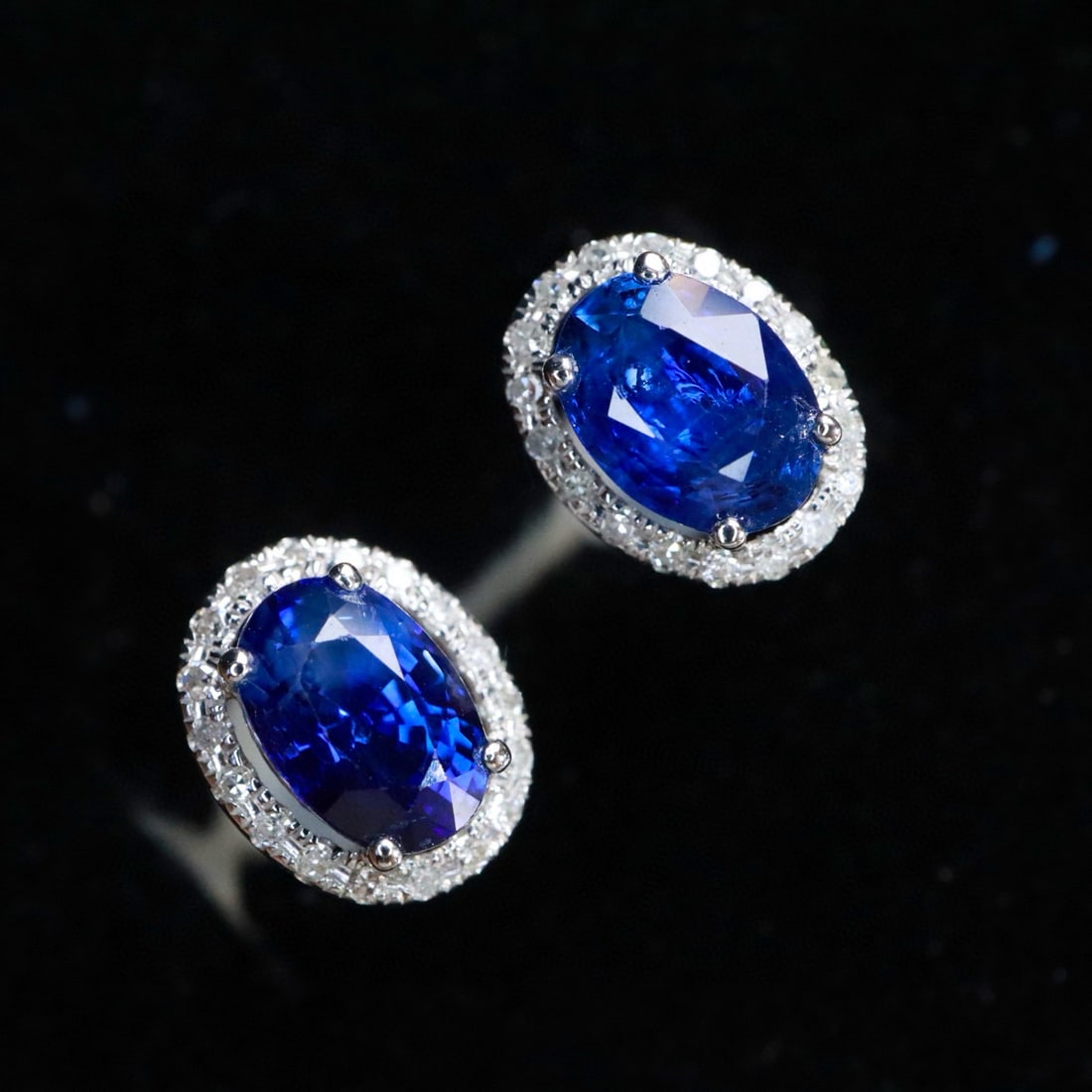 14k Gold 1.38 Ctw Natural Sapphire & Diamond Earrings - 2