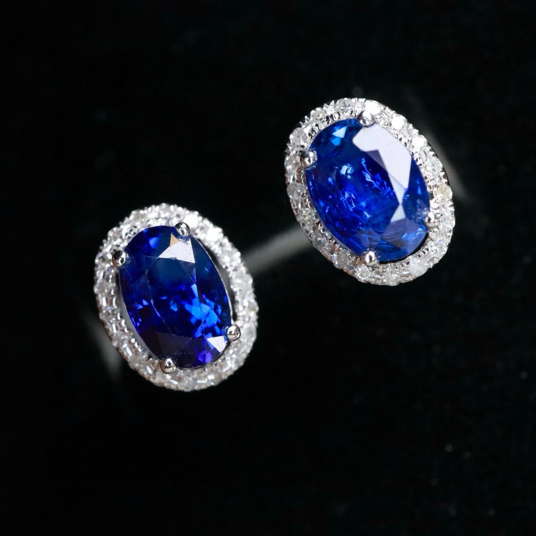 14k Gold 1.38 Ctw Natural Sapphire & Diamond Earrings - 3