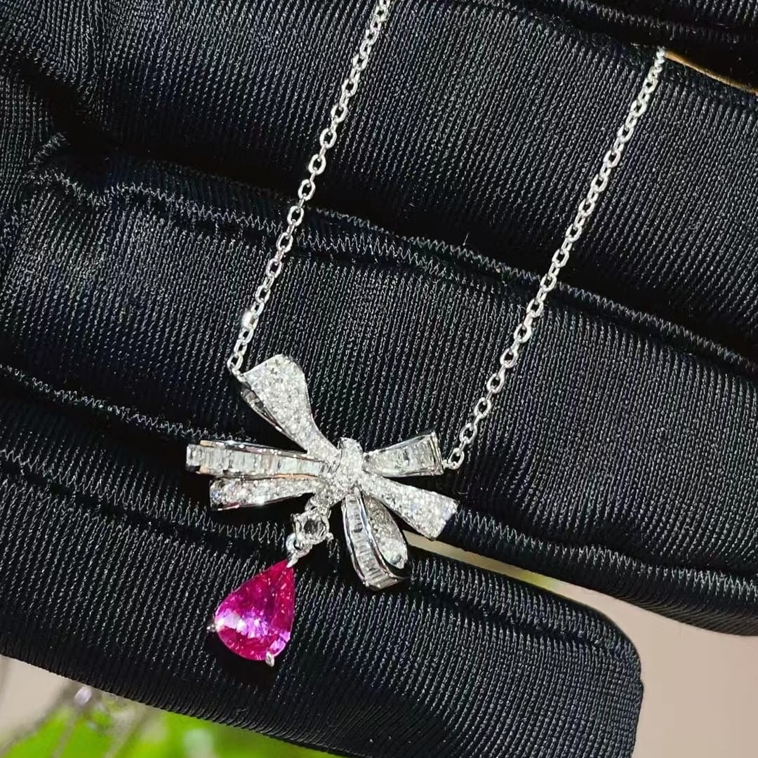 14k Gold 1.45 Ctw Natural Sapphire & Diamond Necklace - 5