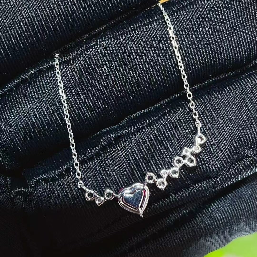 14k Gold 1 Ct Natural Ruby & Diamond & Sapphire Necklace - 4