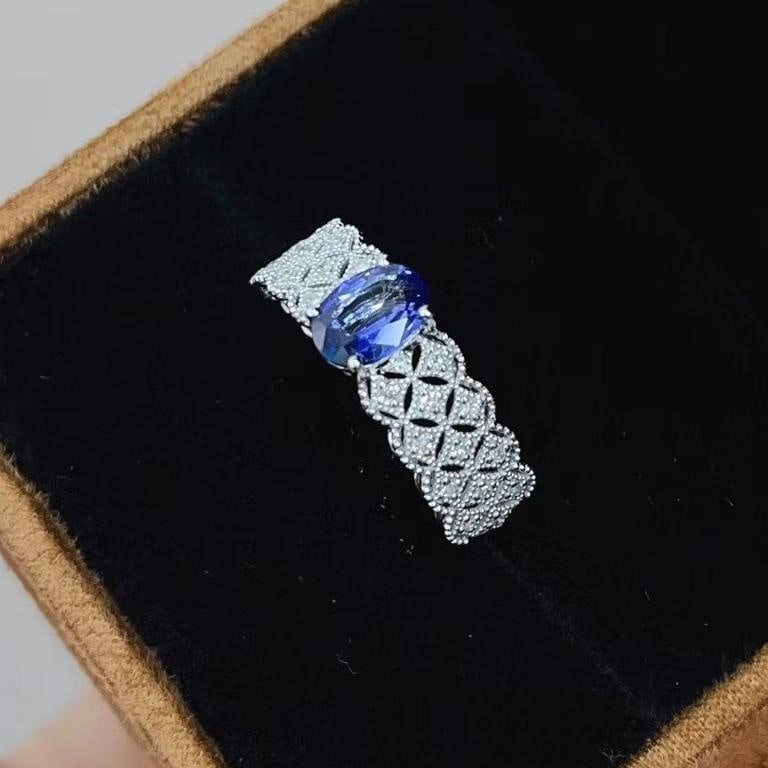14k Gold 0.95 Ct Natural Sapphire & Diamond Ring - 2