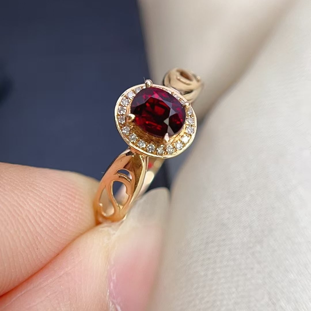 14k Gold 0.70 Ct Natural Ruby & Diamond Ring - 3