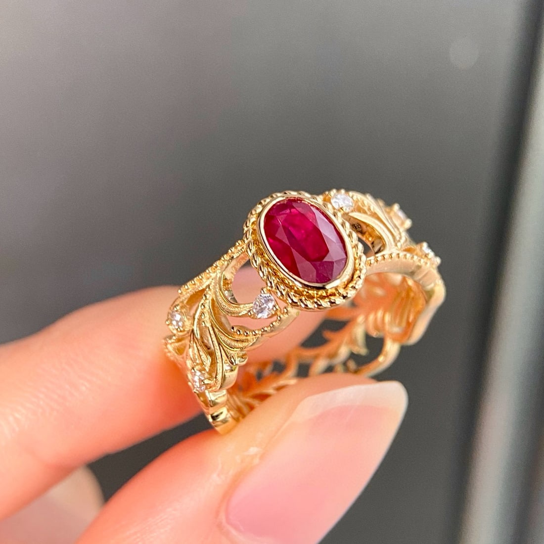 14k Gold 1.12 Ctw Natural Ruby & Diamond Ring - 2