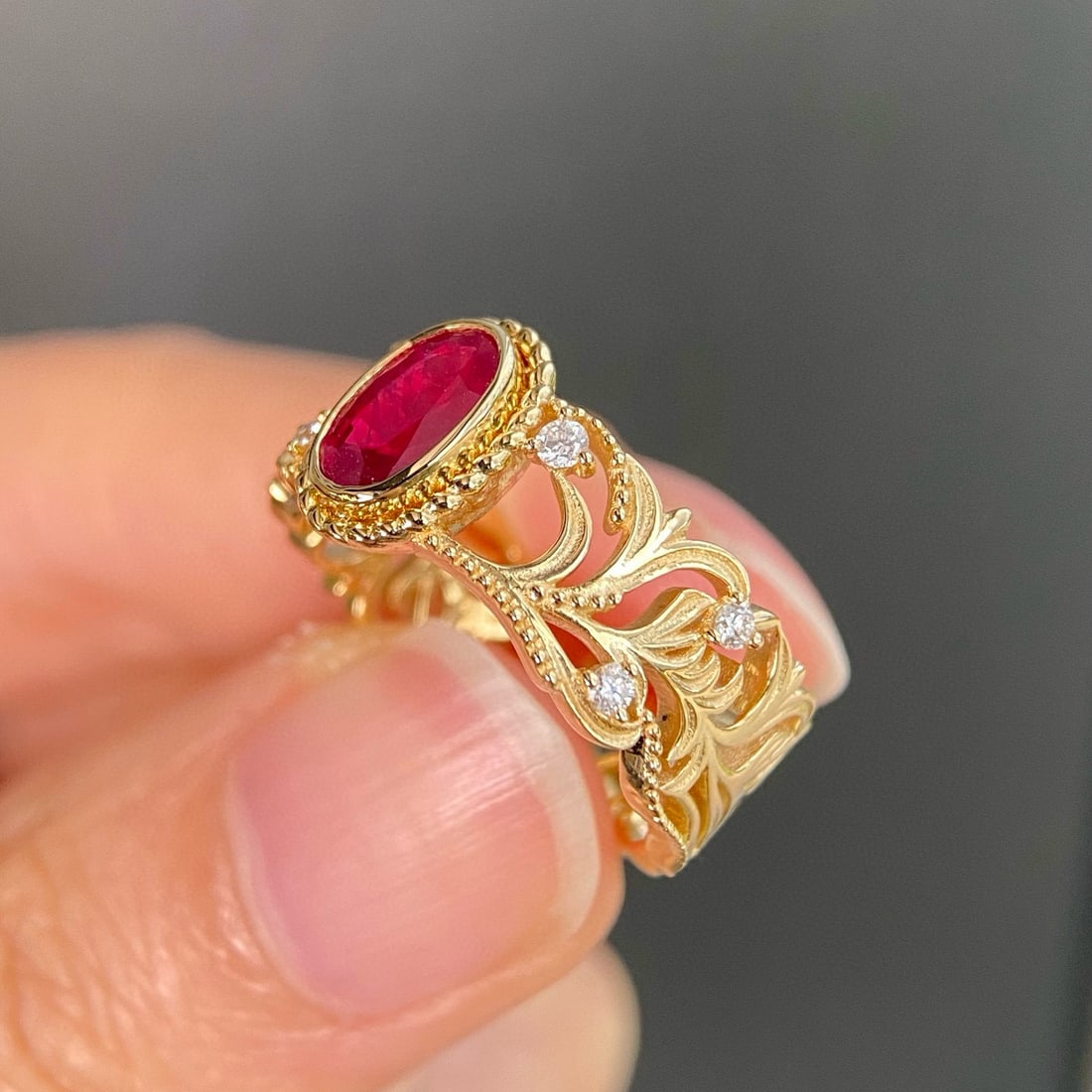 14k Gold 1.12 Ctw Natural Ruby & Diamond Ring - 3