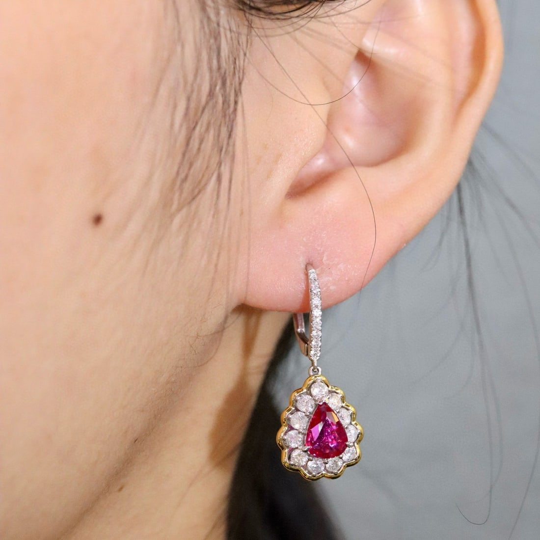14k Gold 3.25 Ctw Natural Ruby & Diamond Earrings - 3