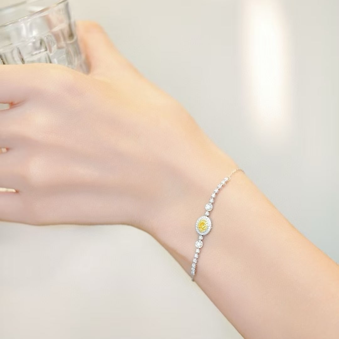 14k Gold 0.60 Ctw Natural Yellow Diamond & Diamond Bracelet - 3