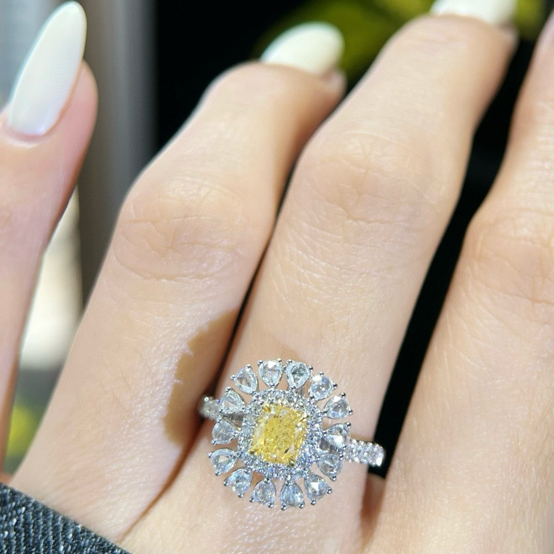 14k Gold 1.65 Ctw Natural Yellow Diamond & Diamond Ring/pendant( Without Chain ) - 4