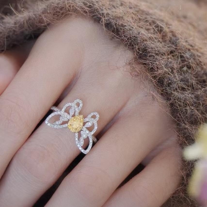 14k Gold 0.56 Ct Natural Color Diamond Ring - 2