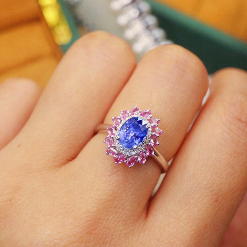 14k Gold 1.92 Ctw Natural Sapphire & Sapphire Ring - 5