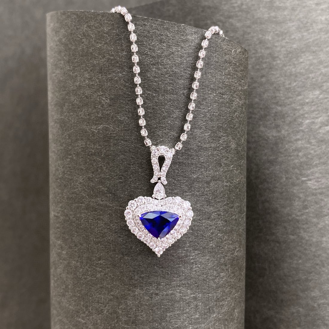 14k Gold 2.17 Ctw Natural Sapphire & Diamond Pendant( Without Chain ) - 2