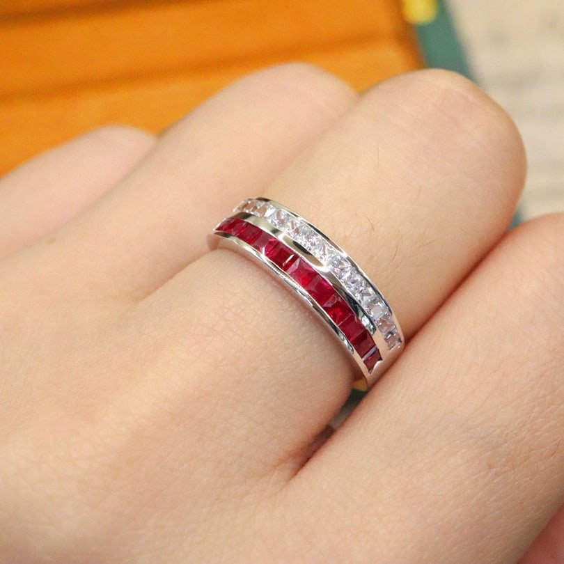 14k Gold 1.35 Ctw Vivid Red Natural Ruby & Sapphire Ring - 5