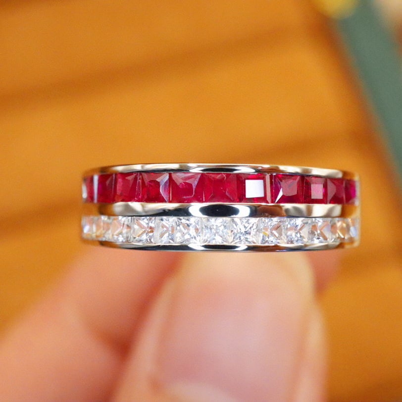 14k Gold 1.35 Ctw Vivid Red Natural Ruby & Sapphire Ring - 6
