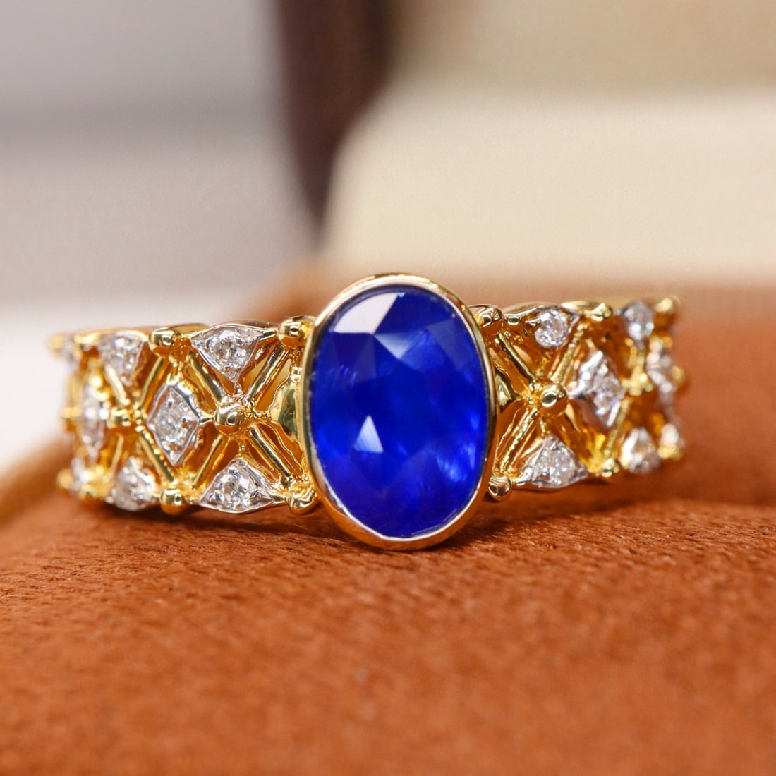14k Gold 1.20 Ctw Natural Sapphire & Diamond Ring - 3