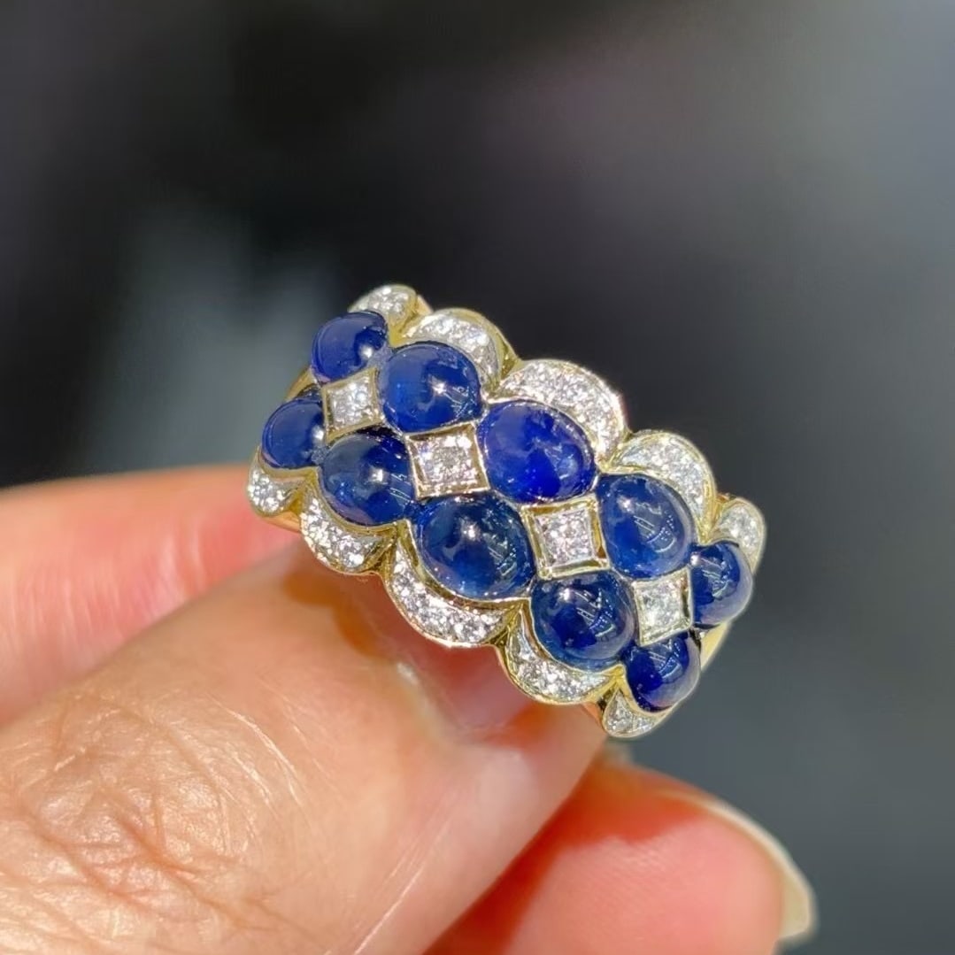 14k Gold 6.04 Ctw Natural Sapphire & Diamond Ring - 3