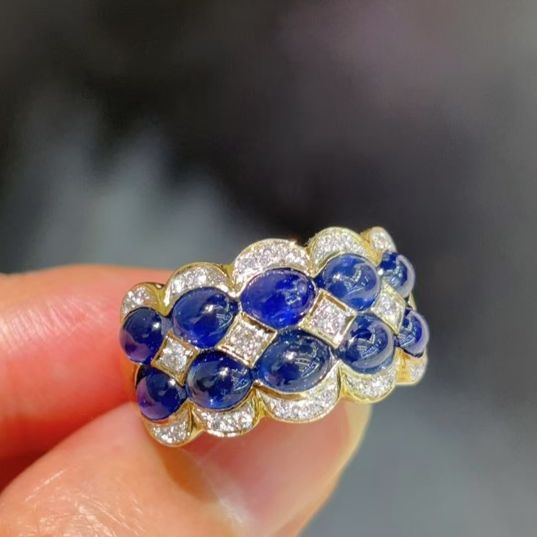 14k Gold 6.04 Ctw Natural Sapphire & Diamond Ring - 5
