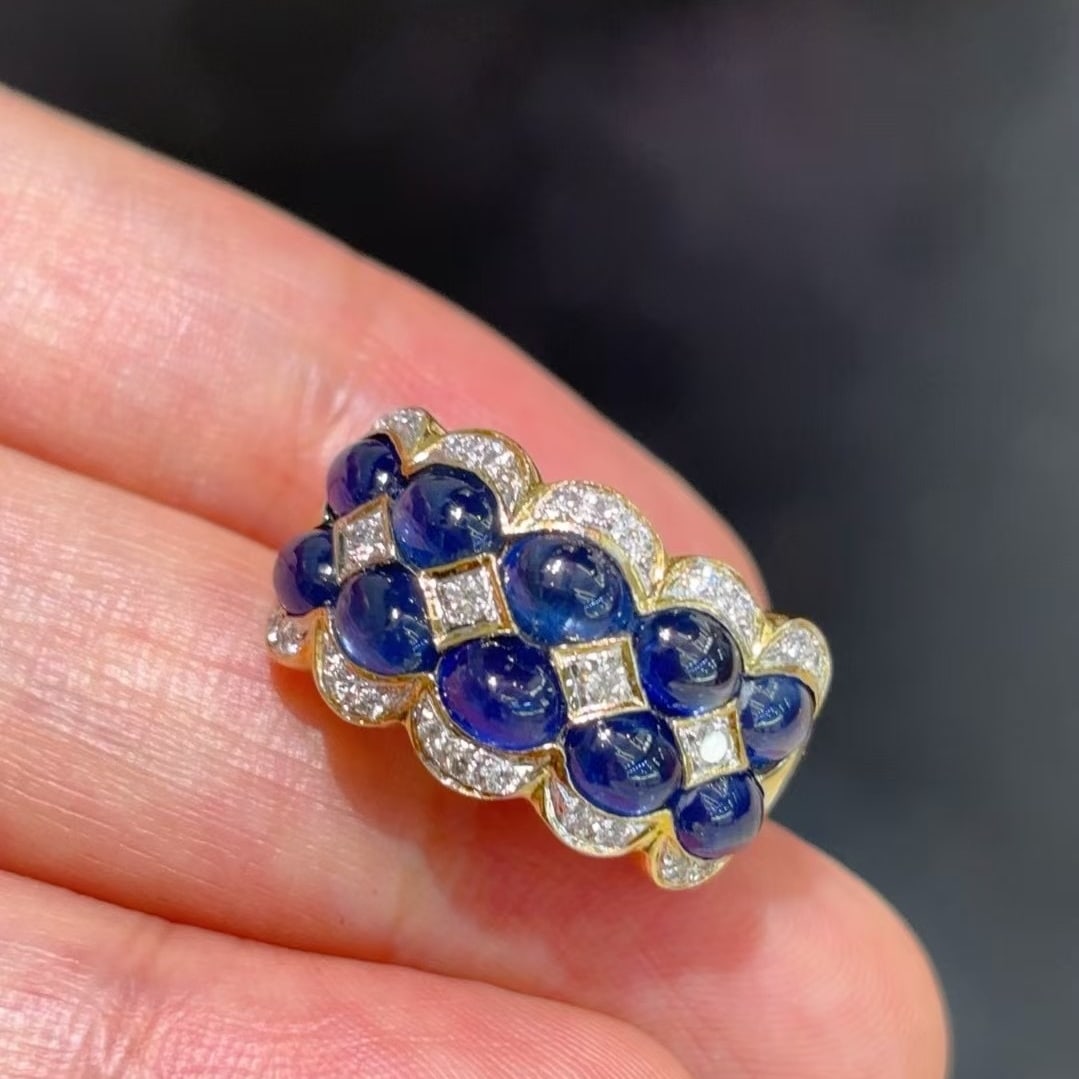 14k Gold 6.04 Ctw Natural Sapphire & Diamond Ring - 6