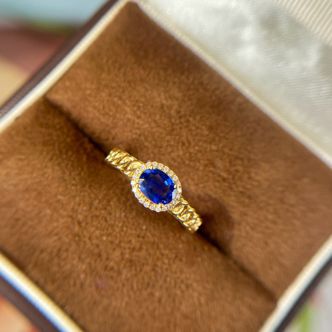14k Gold 0.59 Ctw Natural Sapphire & Diamond Ring - 5