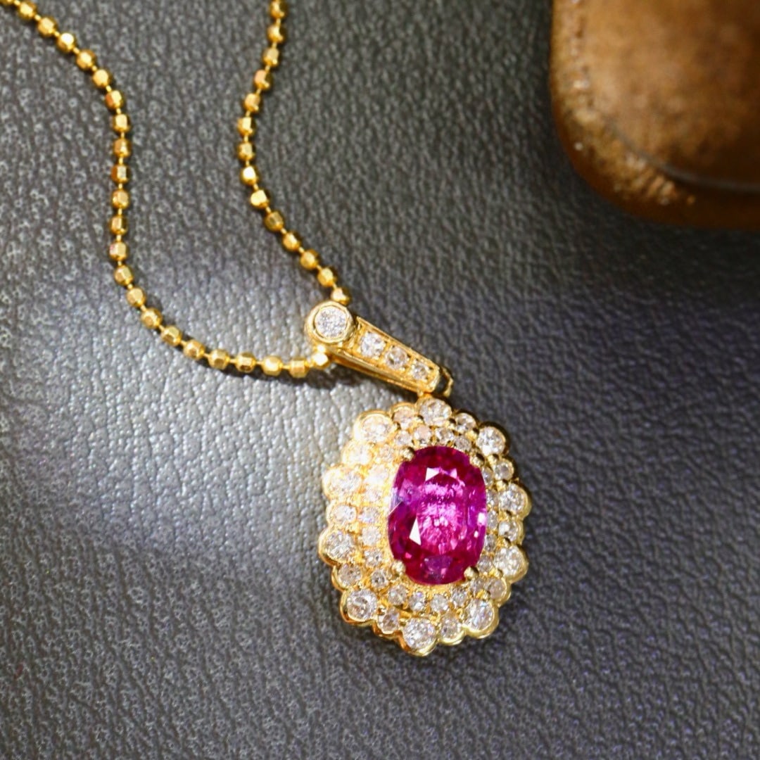 14k Gold 0.92 Ctw Natural Ruby & Diamond Pendant( Without Chain ) - 5