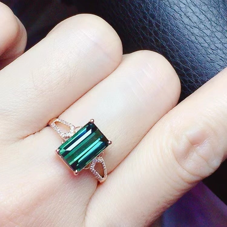 14k Gold 3.50 Ct Natural Tourmaline & Diamond Ring - 2
