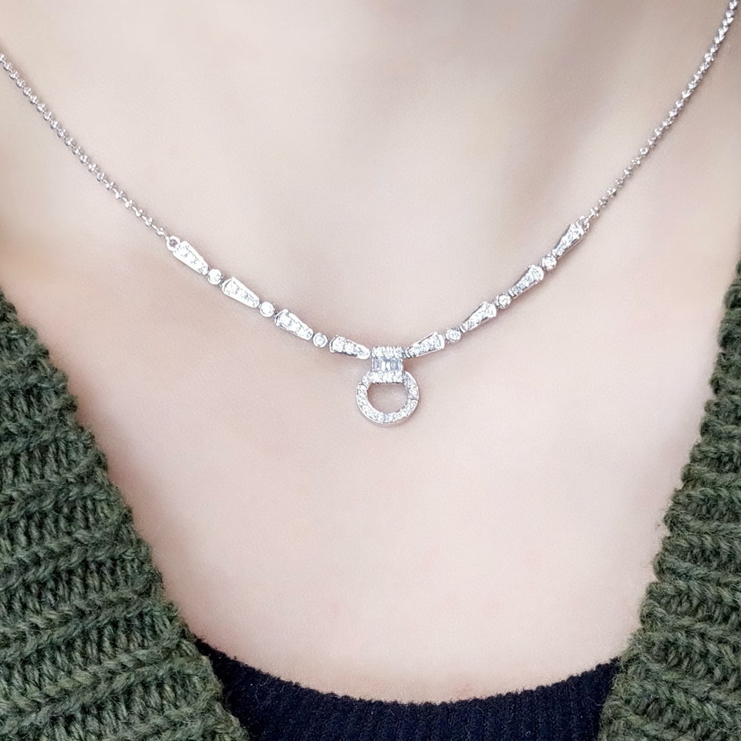 14k Gold 0.49 Ct Natural H Diamond Necklace - 3