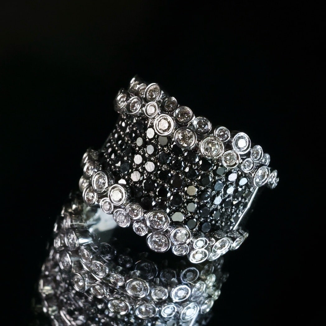 14k Gold 3.8 Ct Natural Black Diamond Ring: Ref:231001007 // gold content:14k gold // ring size:8us // // main gemstone:black diamond // shape:round // carat weight:3. 8ct // color:black // treatment:natural // cut grade:g // Condition: New
