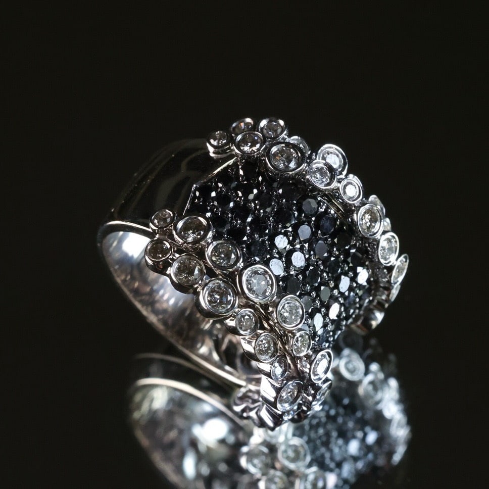 14k Gold 3.8 Ct Natural Black Diamond Ring - 2
