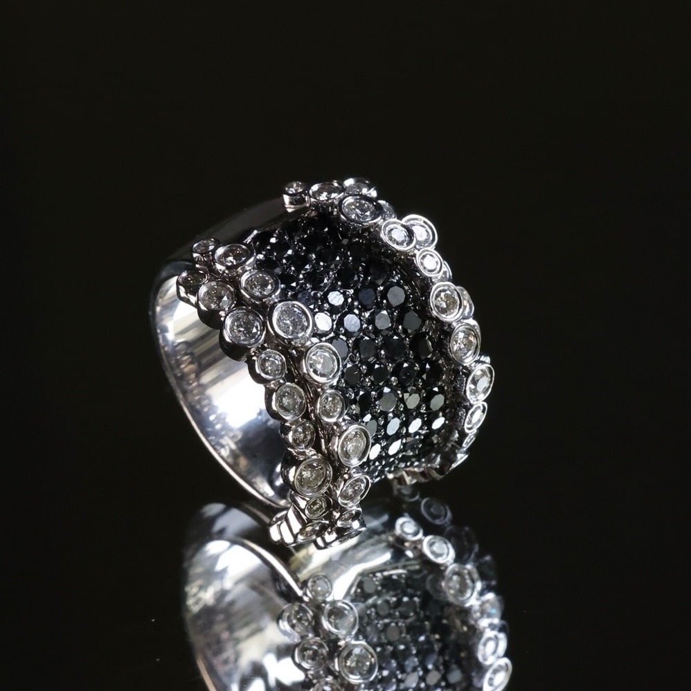 14k Gold 3.8 Ct Natural Black Diamond Ring - 5