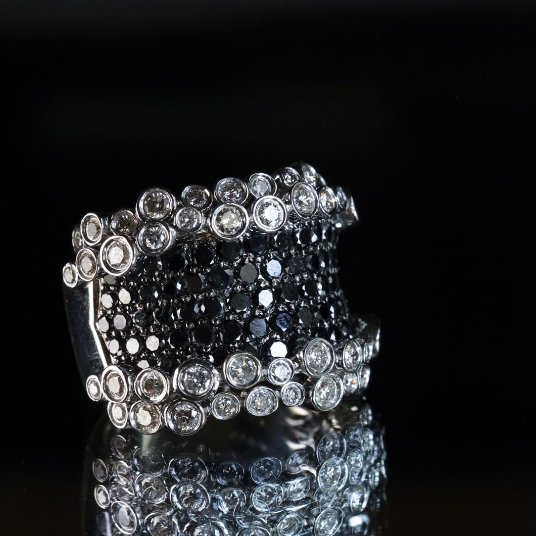 14k Gold 3.8 Ct Natural Black Diamond Ring - 6