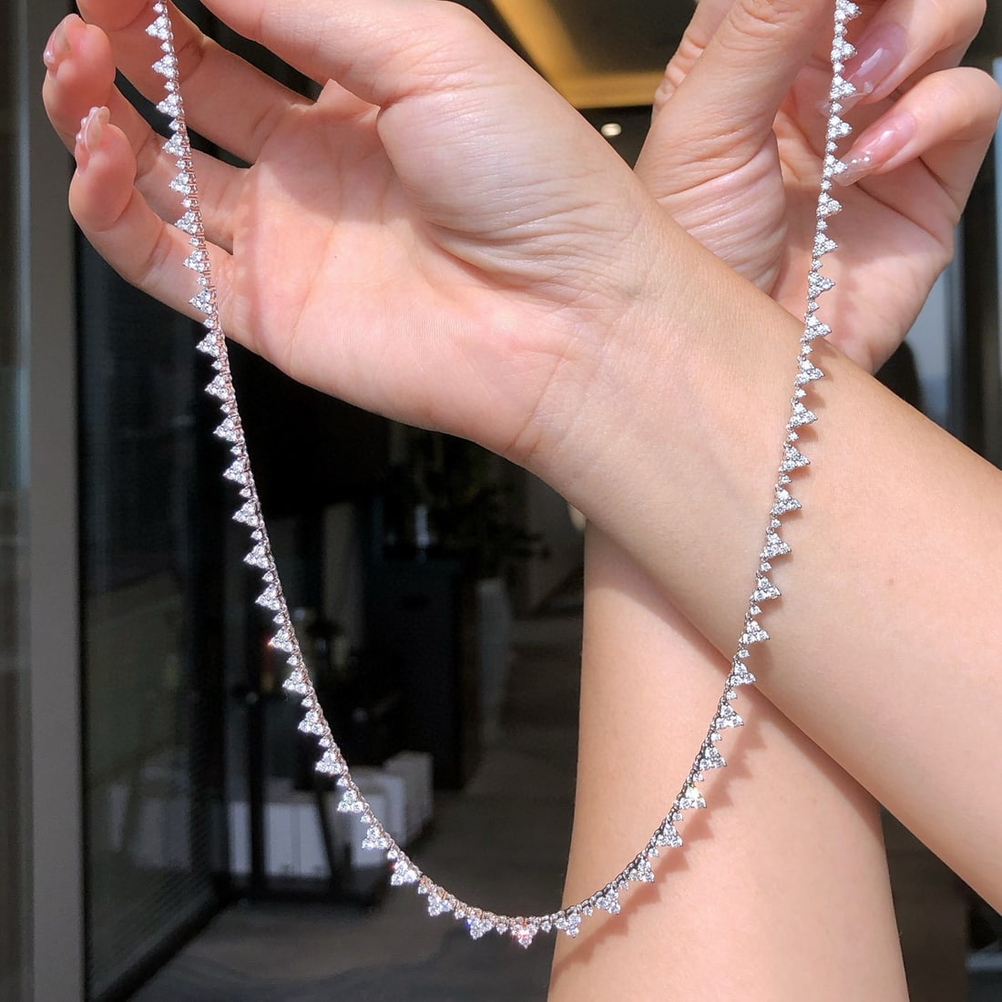 14k Gold 6.5 Ct Natural H Diamond Necklace - 5