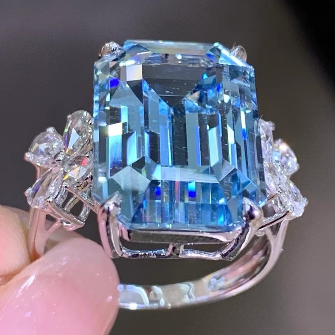 14k Gold 10.00 Ct Natural Aquamarine Ring - 3
