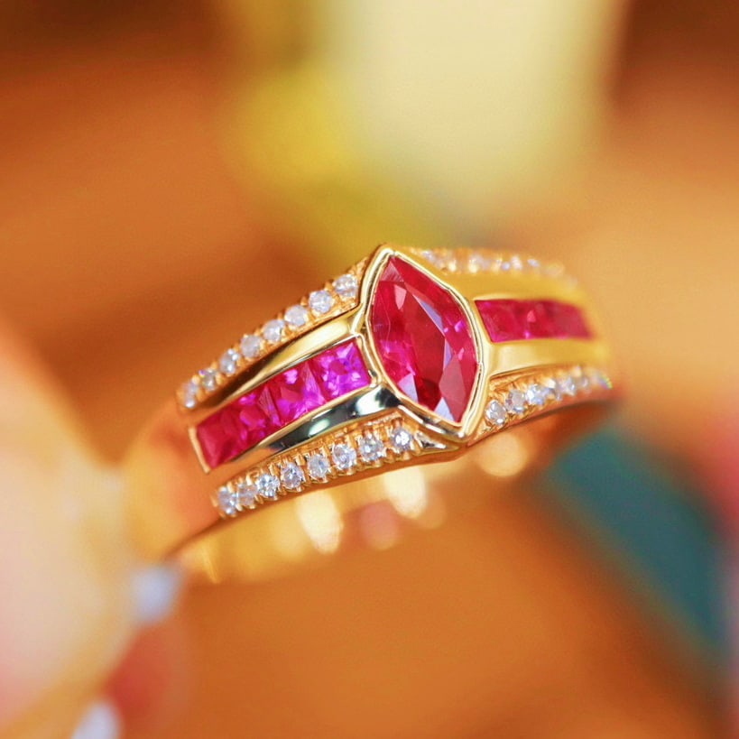 14k Gold 0.65 Ctw Natural Ruby & Diamond Ring - 2