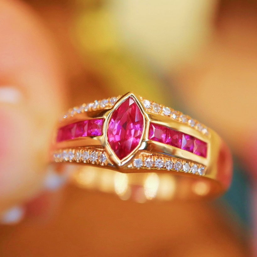 14k Gold 0.65 Ctw Natural Ruby & Diamond Ring - 3