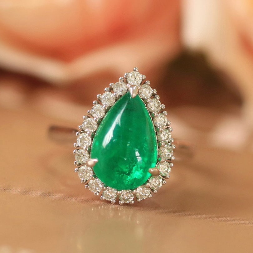 14k Gold 4.15 Ctw Natural Emerald & Diamond Ring/pendant( Without Chain ) - 7