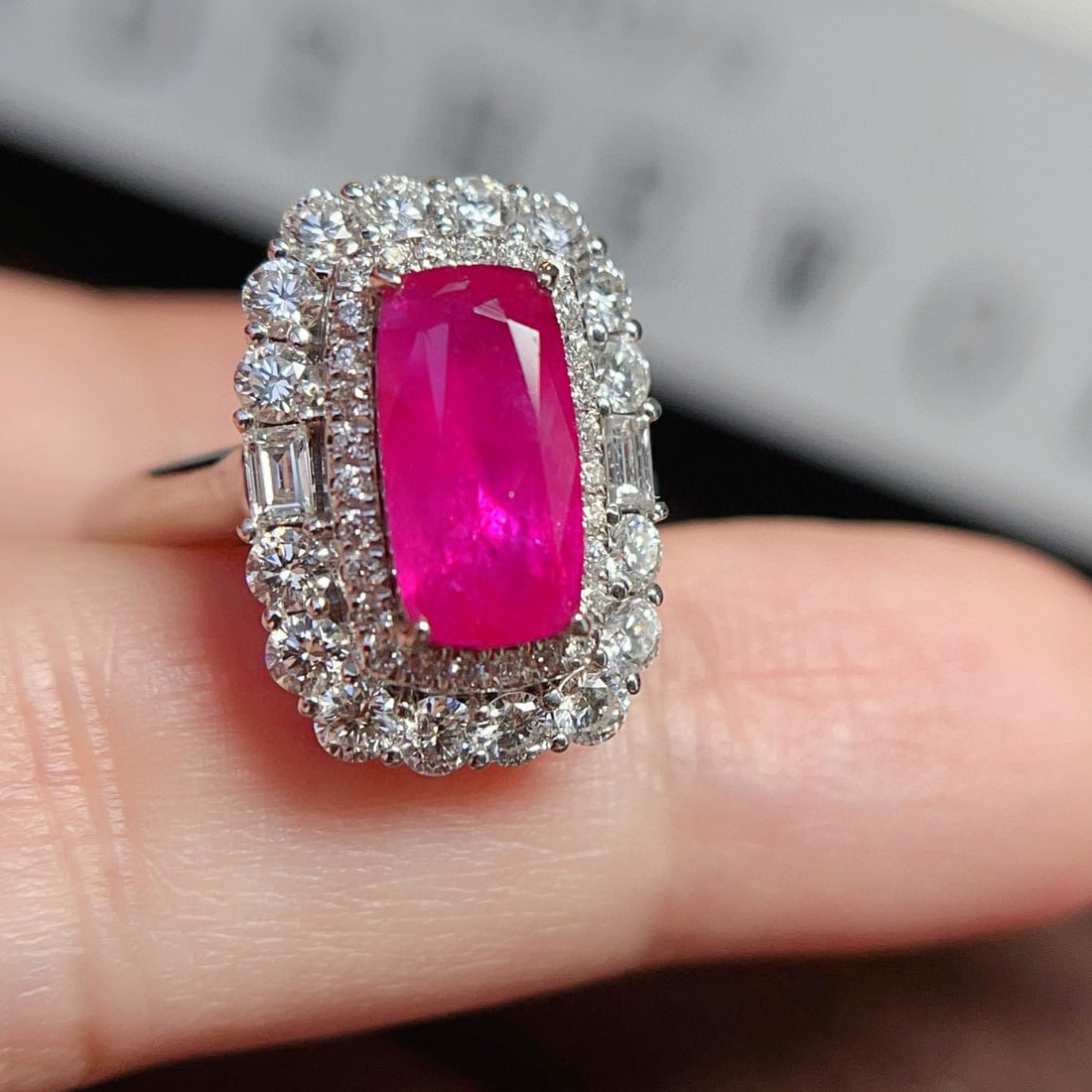 14k Gold 3.08 Ctw Natural Ruby & Diamond Ring/pendant( Without Chain ): Ref:231001077 // gold content:14k gold // ring size:7. 25us // // main gemstone:ruby // shape:cushion // carat weight:1. 98ct // color:red // treatment:natural // // adjacent gemstone 2 : diamond //