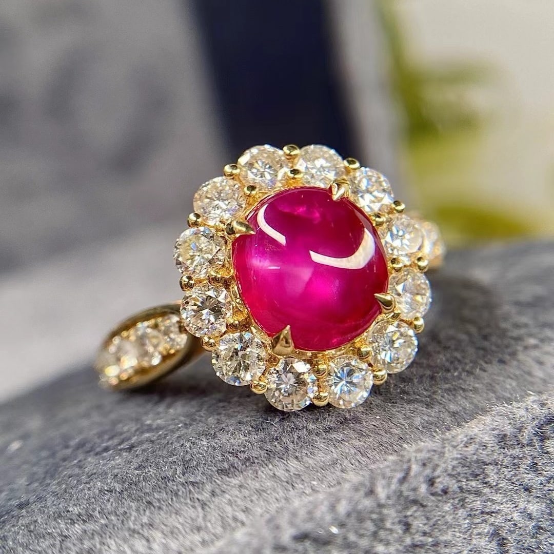 14k Gold 3.87 Ctw Natural Ruby & Diamond Ring - 4