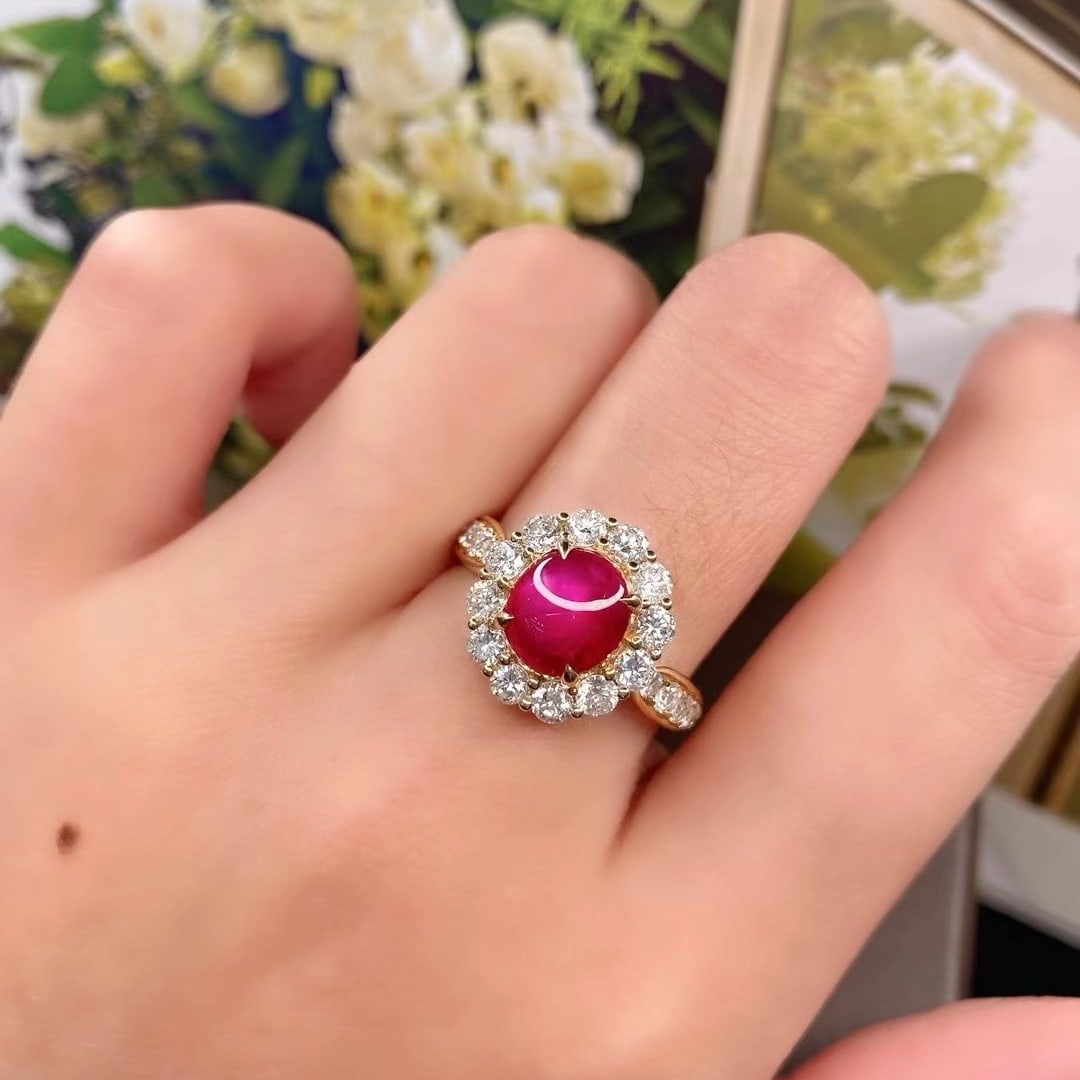 14k Gold 3.87 Ctw Natural Ruby & Diamond Ring - 6