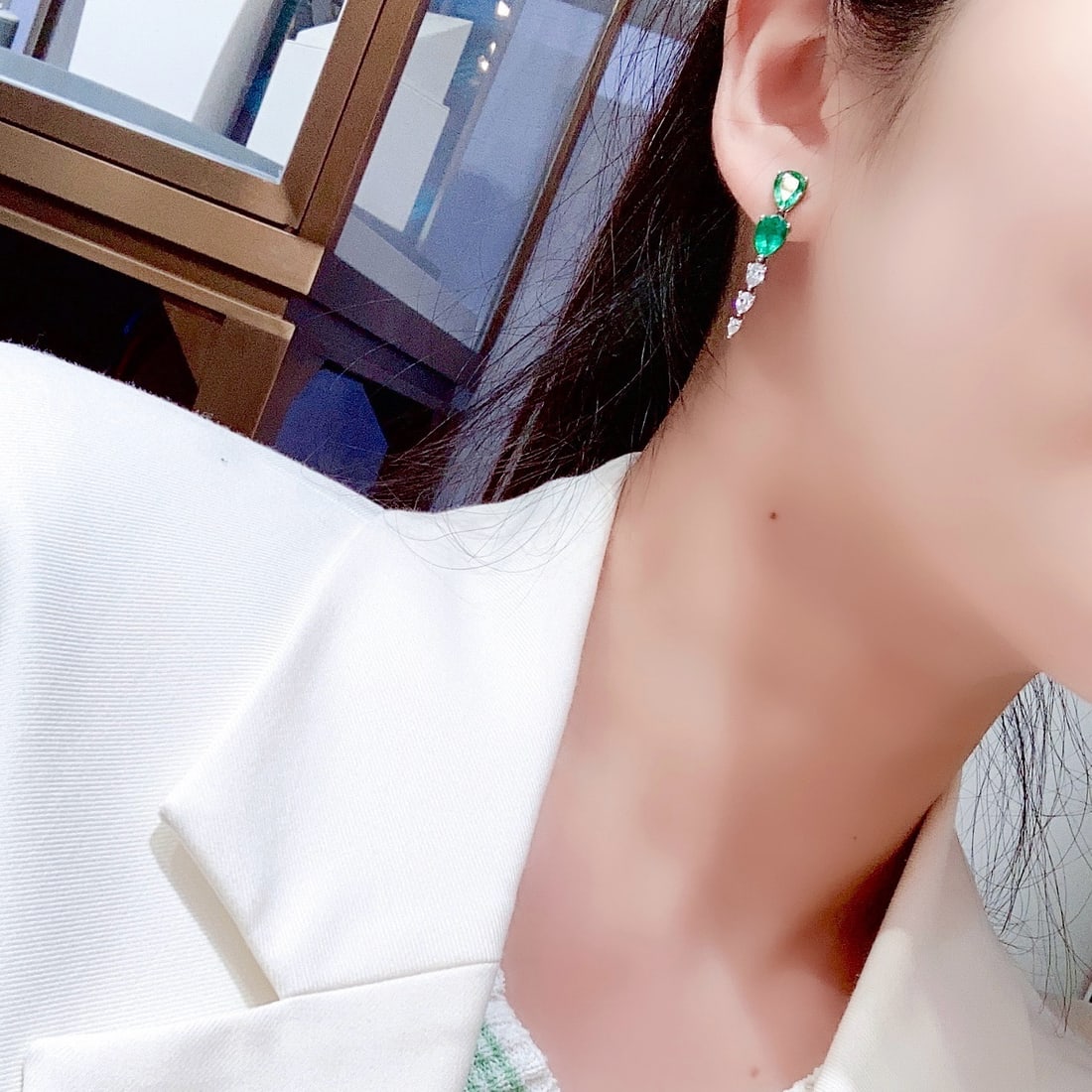 14k Gold 4.6 Ctw Natural Emerald & Diamond Earrings - 3