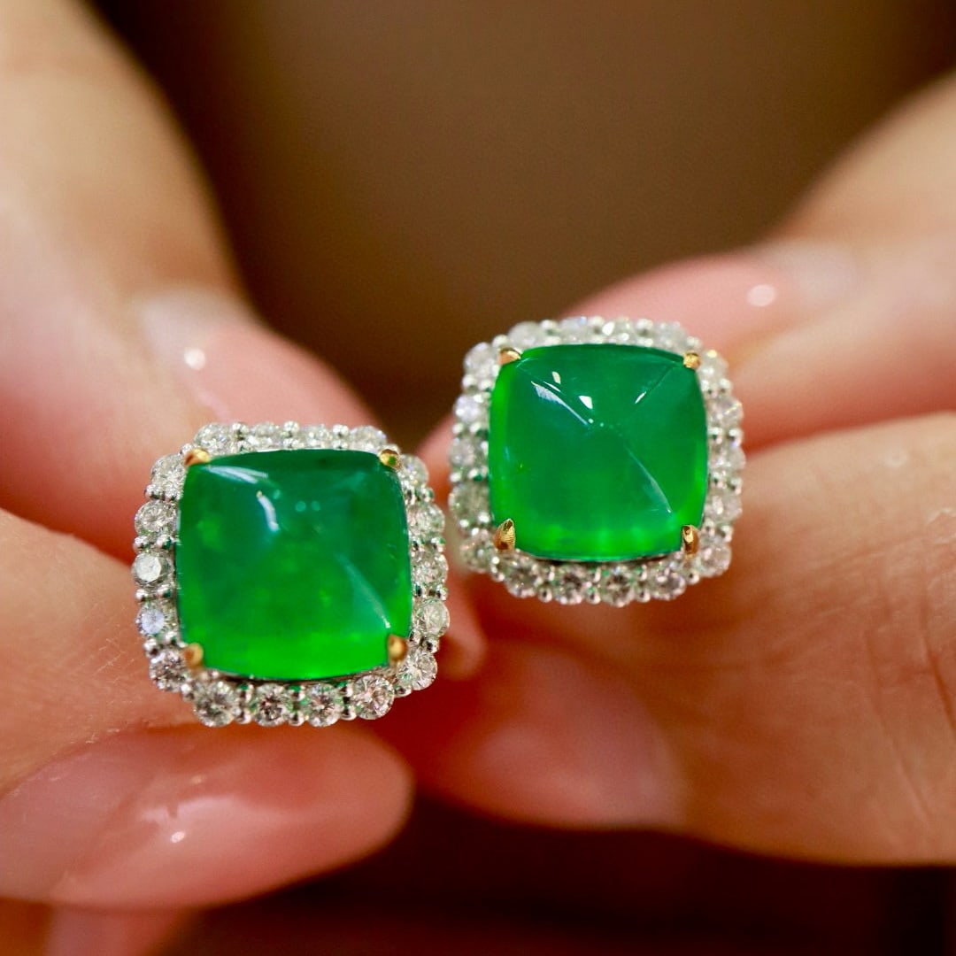 14k Gold 4.57 Ctw Natural Emerald & Diamond Earrings - 3