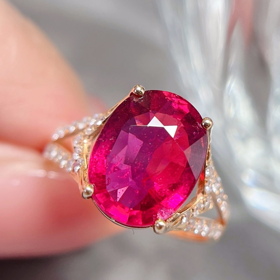 14k Gold 4.5 Ct Natural Tourmaline & Diamond Ring (1 of 6)