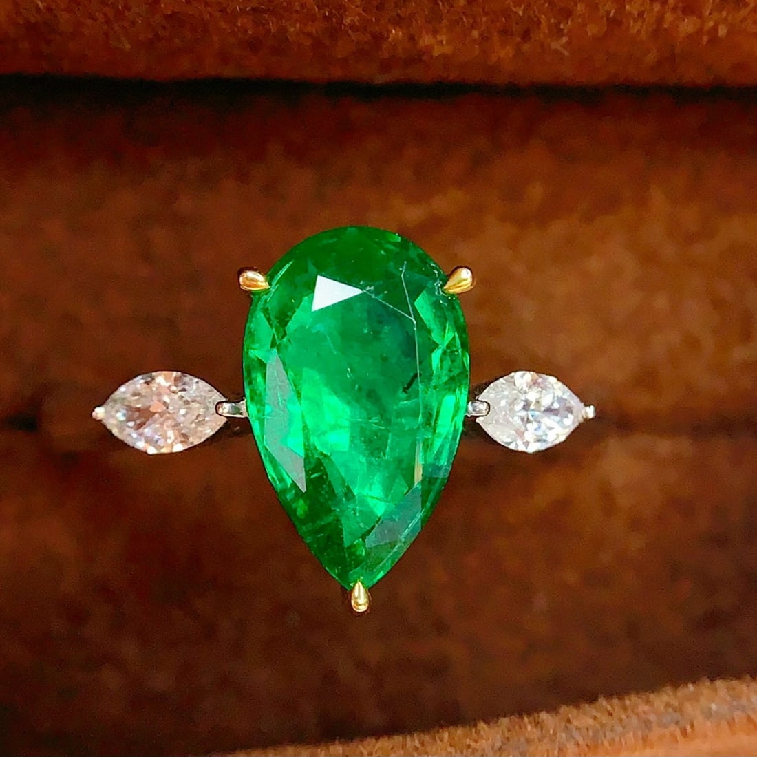 14k Gold 2.78 Ct Natural Emerald & Diamond Ring - 7