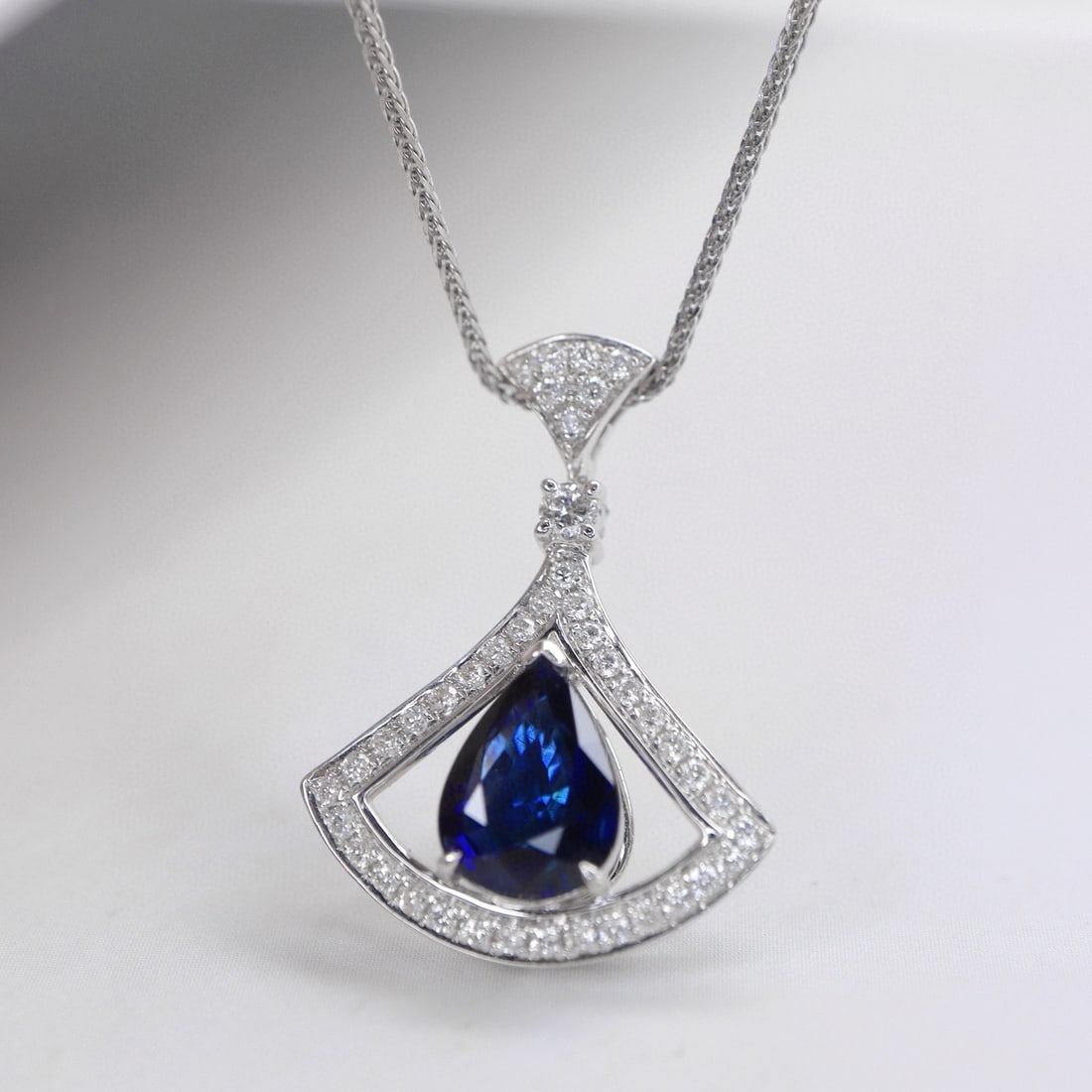 14k Gold 1.43 Ctw Natural Sapphire & Diamond Pendant( Without Chain ) - 2