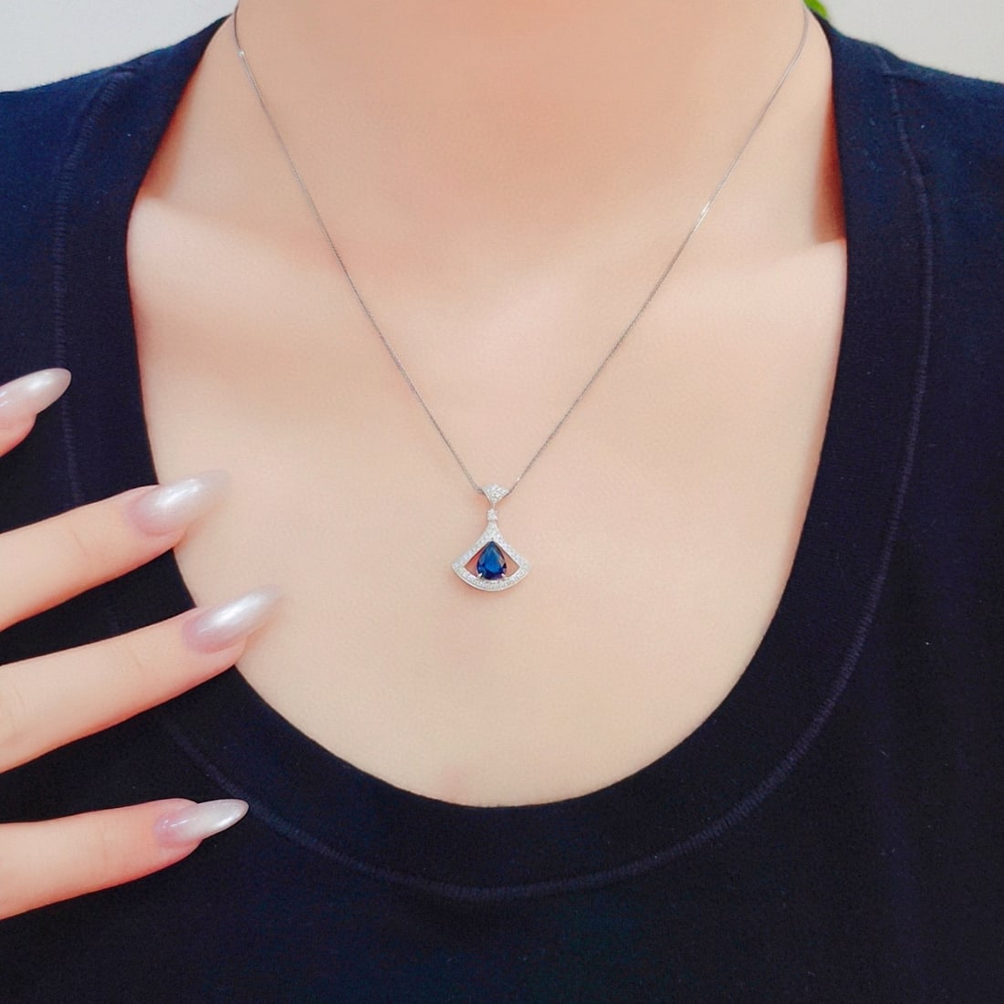 14k Gold 1.43 Ctw Natural Sapphire & Diamond Pendant( Without Chain ) - 5