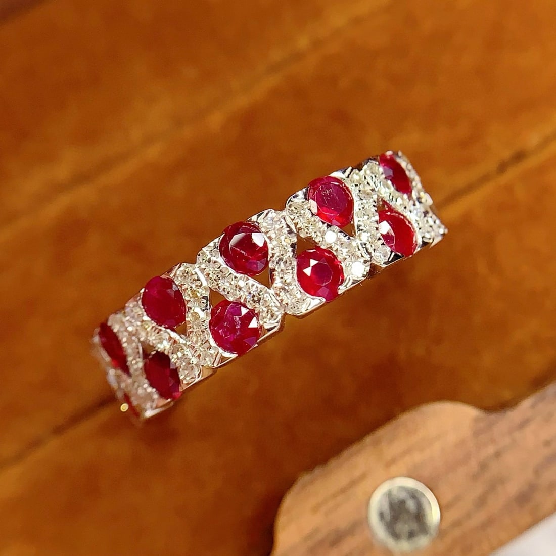 14k Gold 1.50 Ct Natural Ruby & Diamond Ring: Ref:231001165 // gold content:14k gold // ring size:7. 25us // // main gemstone:ruby // shape:round // carat weight:1. 50ct // color:red // treatment:natural // cut grade:g // // adjacent gemstone 2